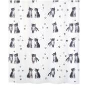 Collection Spirella Kitty Paw, Rideau de douche textile 180 x 200, 100% polyester, gris