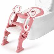 Costway - Siège de Toilette pour Enfants Pliable Hauteur Réglable 75KG avec Coussin Amovible et Doux en pp+pvc Réducteur wc Bébé Rose