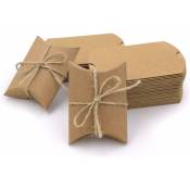 Csparkv - 50 Pièces Kraft Paper Caisses Coffrets-cadeaux d'oreiller naturelles Vintage Candy Box pour la fête de Mariage
