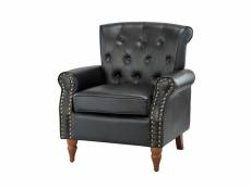 Fauteuil en cuir pu, fauteuils en cuir du milieu du siècle avec capitonnage en cuir et garniture cloutée, fauteuil en cuir surdimensionné, noir