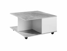 Finebuy table basse design 70x70 cm | table de salon avec 2 tiroirs | table basse à roulettes | table à 2 compartiments