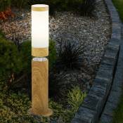 Globo - Lampadaire lampadaire extérieur lampadaire rond extérieur terrasses inox, aspect bois avec led décorative, 1x E27, DxH 11,7 x 50 cm