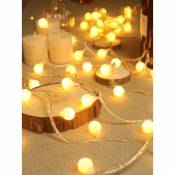 Guirlande Lumineuse Exterieure, 10m 80 LEDs Guirlande lumineuse led à Pile, Étanche IP65, Chambres, Noël Décoration ( Blanc Chaud )