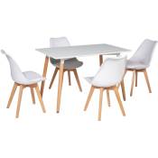 Happy Garden - Ensemble table rectangulaire 120cm pia et 4 chaises nora blanc - white