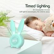 Lablanc - Réveil pour enfants, réveil led lumineux, lapin mignon, fonction lampe de chevet, affichage automatique de l'heure, de la température,
