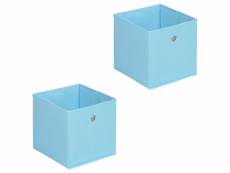 Lot de 2 boites en tissu bleu clair ela boîte de rangement ouverte avec poignée dim 27 x 27 x 27 cm, pour linge jouets vêtements