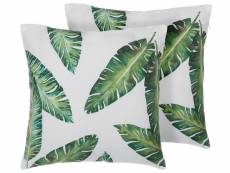 Lot de 2 coussins décoratifs motif feuille de palmier