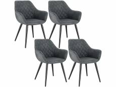 Lot de 4 chaises de salle à manger assise en tissu scientifique-chaises de cuisine-gris-41x45x84cm