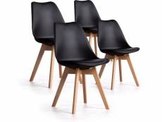 Lot de 4 chaises scandinaves "bjorn" - 48 x 43 x 80 cm - noir