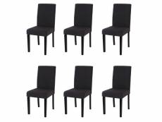Lot de 6 chaises de séjour littau, tissu noir, pieds foncés