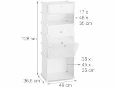 Meuble armoire étagère à chaussures avec 6 casiers 126 cm plastique blanc helloshop26 13_0001636
