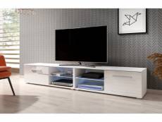 Meuble tv moderniste punes blanc / blanc brillant 140 cm led