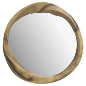 Miroir rond en bois clair de suar ondulé D53 cm