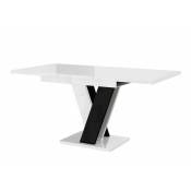 Mobilier1 - Table Goodyear 104, Blanc brillant + Noir brillant, 76x80x120cm, Allongement, Stratifié - Blanc brillant + Noir brillant