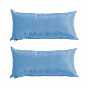 Oviala - Lot de 2 petits coussins polyester bleu 40x20x8 cm - Bleu