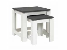 Paris prix - lot de 2 tables d'appoint "granit" 46cm blanc