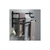 Porte-serviettes de salle de bain, porte-serviettes mural noir pour douche et cuisine, barres de porte étanches avec crochet (40 cm, trois barres)