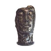 Statue visage métal mosaïque 108 cm - Gris anthracite