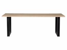 Table à manger 199 cm - table de cuisine 6 personnes en bois de chêne - u-pieds - tablo WOOOD TABLO