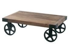 Table basse sur roues bois et acier