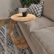 Table d'appoint en forme de co-co-canapé en forme de c avec un haut rond élégant différentes couleurs taille : Effet de bois