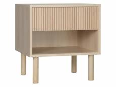 Table de chevet table de nuit design urban craft - tiroir coulissant, niche - piètement cylindrique - panneaux particules aspect bois clair