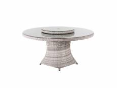Table de terrasse ronde,taille:150x75cm,aluminium gris plat et rotin synthétique G72949288