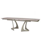 Table extensible 180 à 260 cm en céramique gris pieds taupe - valmont