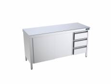 Table inox centrale avec portes coulissantes et tiroirs à droite - gamme 700 - distform - - acier inoxydable1400x700 1400