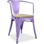 Tolix Style - Chaise de salle à manger avec accoudoirs - Bois et acier - Stylix Violet pastel - Bois, Acier - Violet pastel