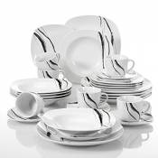 Veweet TERESA 30pcs Service de Table Porcelaine 6pcs