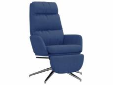 Vidaxl chaise de relaxation avec repose-pied bleu tissu