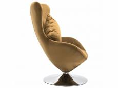 Vidaxl fauteuil pivotant en forme d’œuf avec coussin marron velours