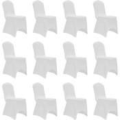 Vidaxl - Housses élastiques de chaise Blanc 12 pcs
