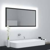vidaXL Miroir à LED de salle de bain Gris 90x8,5x37 cm Aggloméré