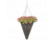 Vidaxl paniers suspendus à fleurs 2 pcs résine tressée gris 46956