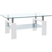 Vidaxl - Table basse Blanc et transparent 95x55x40