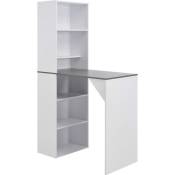 vidaXL Table de bar avec armoire Blanc 115 x 59 x 200
