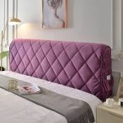 Violet, 180 cm, Housse de tête de lit pour lit double/simple, rembourrée, élastique, anti-poussière, en coton, épaisse et anti-rayures, coussin