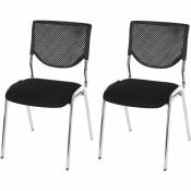 2 x chaise visiteur T401, chaise de conférence, empilable, tissu ~ siège noir, pieds chromés