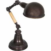 Antic Line Créations - Lampe à poser industrielle en fer et bois Holmes - Marron