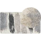 Beliani - Tapis Blanc et Gris en Polypropylène 80 x 150 cm Abstrait Poil Long Moderne Martuni - Gris