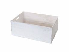 Boîte de rangement caisse coffre en bois 60x40x24cm blanc vieilli 04_0001358