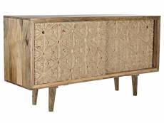 Buffet meuble de rangement en bois de de manguier et bouleau coloris naturel - longueur 160 x hauteur 75 x profondeur 40 cm