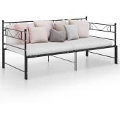 Cadre de canapé-lit extensible Noir Métal 90x200