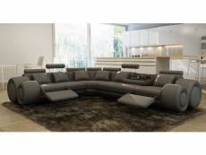 Canapé d'angle cuir gris + positions relax oslo (angle gauche)-