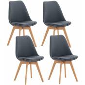 Décoshop26 - Lot de 4 chaises de salle à manger cuisine bureau style scandinave en tissu gris foncé pieds en bois