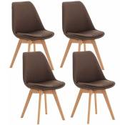 Décoshop26 - Lot de 4 chaises de salle à manger cuisine bureau style scandinave en tissu marron pieds en bois