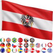 Drapeau 30 drapeaux différents au choix, taille 120 cm x 80 cm, Autriche - Flagmaster