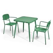 Ensemble table de jardin et 2 fauteuils en aluminium
